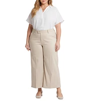NYDJ Plus Size Mona Solid High Rise Wide Leg Ankle Trouser Jeans