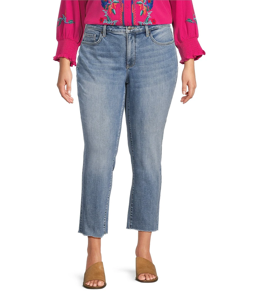 NYDJ Plus Size Sheri Lift Tuck® Frayed Hem Ankle Jeans