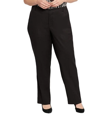 NYDJ Plus Size Solid Marilyn Stretch Linen Blend Straight Leg Pants