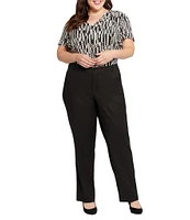 NYDJ Plus Size Solid Marilyn Stretch Linen Blend Straight Leg Pants