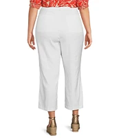 NYDJ Plus Size Stretch Linen Blend High Rise Wide Leg Capri Pants