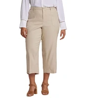 NYDJ Plus Size Stretch Linen Blend High Rise Wide Leg Capri Pants