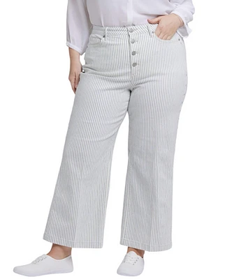 NYDJ Plus Size Teresa High Rise Wide Leg Stripe Ankle Jeans