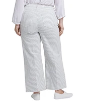 NYDJ Plus Size Teresa High Rise Wide Leg Stripe Ankle Jeans