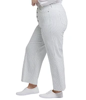 NYDJ Plus Size Teresa High Rise Wide Leg Stripe Ankle Jeans