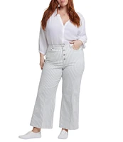 NYDJ Plus Size Teresa High Rise Wide Leg Stripe Ankle Jeans
