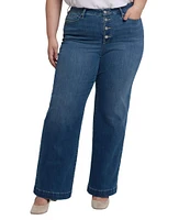 NYDJ Plus Size Teresa Wide Leg Button Front Jeans