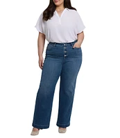 NYDJ Plus Size Teresa Wide Leg Button Front Jeans