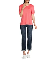 NYDJ Slim Five Pocket Mid Rise Rolled Hem Girlfriend Jeans