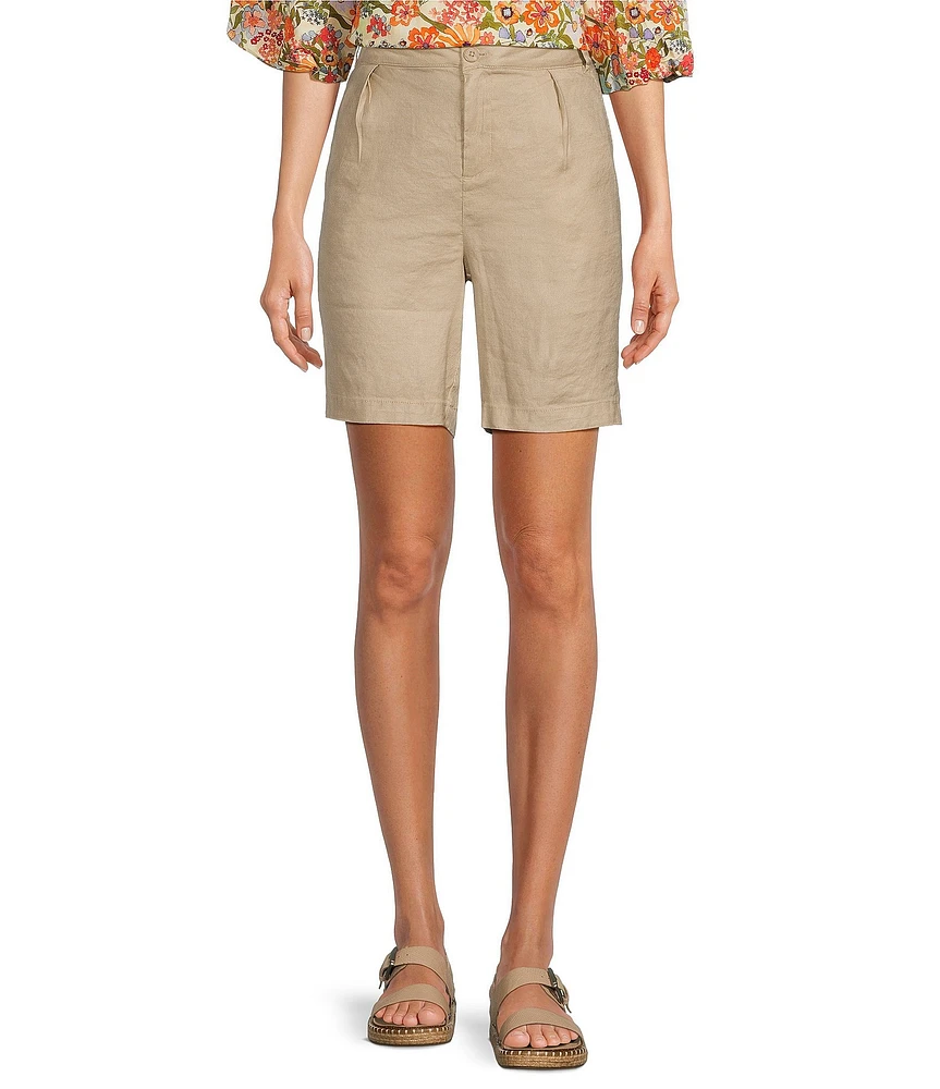 NYDJ Stretch Linen Blend High Rise Relaxed Fit Shorts