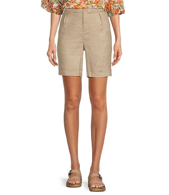 NYDJ Stretch Linen Blend High Rise Relaxed Fit Shorts