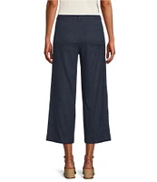 NYDJ Stretch Linen Blend High Rise Wide Leg Cargo Capri Pants