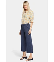 NYDJ Stretch Linen Blend High Rise Wide Leg Cargo Capri Pants