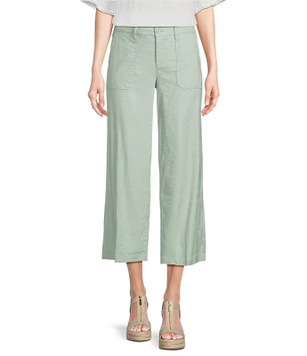 NYDJ Stretch Linen Blend High Rise Wide Leg Cargo Capri Pants