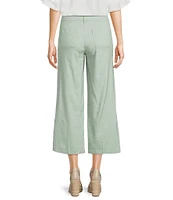 NYDJ Stretch Linen Blend High Rise Wide Leg Cargo Capri Pants