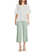 NYDJ Stretch Linen Blend High Rise Wide Leg Cargo Capri Pants