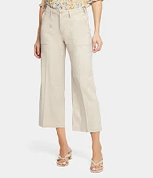 NYDJ Stretch Linen Blend High Rise Wide Leg Cargo Capri Pants