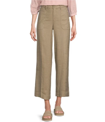 NYDJ Stretch Linen Blend High Rise Wide Leg Cargo Capri Pants