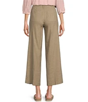 NYDJ Stretch Linen Blend High Rise Wide Leg Cargo Capri Pants