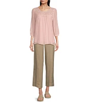 NYDJ Stretch Linen Blend High Rise Wide Leg Cargo Capri Pants