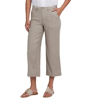 NYDJ Stretch Linen Blend High Rise Wide Leg Cargo Capri Pants