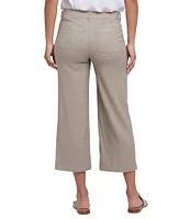 NYDJ Stretch Linen Blend High Rise Wide Leg Cargo Capri Pants
