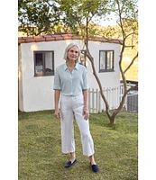 NYDJ Stretch Linen Blend High Rise Wide Leg Cargo Capri Pants