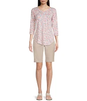 NYDJ Stretch Twill Flat Front High Rise Shorts