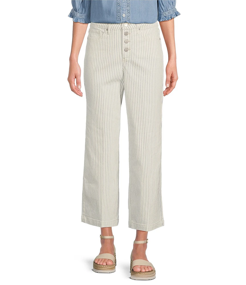 NYDJ Teresa High-Rise Wide-Leg Stripe Ankle Jeans