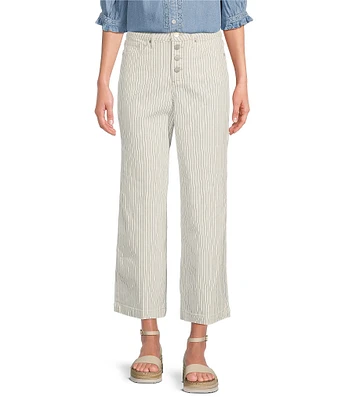 NYDJ Teresa High-Rise Wide-Leg Stripe Ankle Jeans