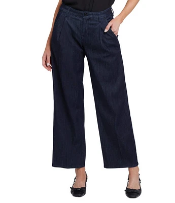 NYDJ Teresa Pleated Wide Leg High Rise Ankle Jeans