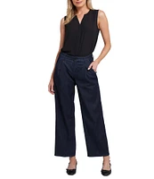 NYDJ Teresa Pleated Wide Leg High Rise Ankle Jeans