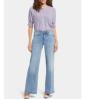 NYDJ Teresa Stretch Denim Mid Rise Wide Leg Jeans