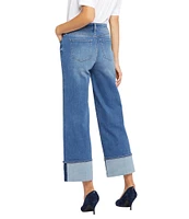 NYDJ Teresa Stretch Denim Wide Leg Cuffed Ankle Jeans