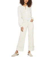 NYDJ Teresa Stretch Denim Wide Leg Deep Cuff Jeans