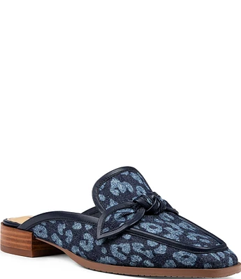 NYDJ Tillie Printed Denim Bow Mules