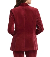 NYDJ Velveteen Shawl Collar Long Sleeve Flap Pocket One-Button Blazer Jacket