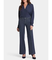 NYDJ Vertical Stripe Teresa Wide Leg High-Rise Lift Tuck® Jeans