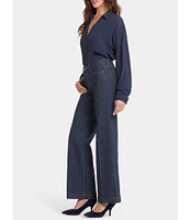 NYDJ Vertical Stripe Teresa Wide Leg High-Rise Lift Tuck® Jeans