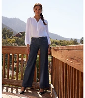 NYDJ Vertical Stripe Teresa Wide Leg High-Rise Lift Tuck® Jeans
