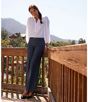 NYDJ Vertical Stripe Teresa Wide Leg High-Rise Lift Tuck® Jeans