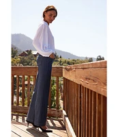 NYDJ Vertical Stripe Teresa Wide Leg High-Rise Lift Tuck® Jeans