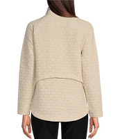 NZ ACTIVE by NIC + ZOE All Year Textured Knit Stand Collar Long Sleeve High-Low Hem Pocketed Jacket