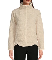 NZ ACTIVE by NIC + ZOE All Year Textured Knit Stand Collar Long Sleeve High-Low Hem Pocketed Jacket