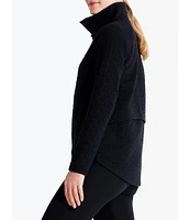 NZ ACTIVE by NIC + ZOE All Year Textured Knit Stand Collar Long Sleeve High-Low Hem Pocketed Jacket