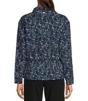 NZ ACTIVE by NIC + ZOE Falling Fans Tech Stretch Printed Zip Front Long Sleeve Jacket