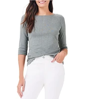 NZT NIC + ZOE Knit Boat Neck 3/4 Sleeve Tee Shirt