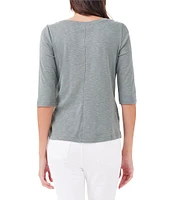 NZT NIC + ZOE Knit Boat Neck 3/4 Sleeve Tee Shirt