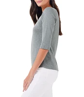 NZT NIC + ZOE Knit Boat Neck 3/4 Sleeve Tee Shirt