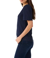 NZT NIC + ZOE Solid Knit Split V-Neck Short Sleeve Tee